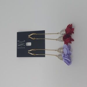 2 Pairs INC Floral Dangle Statement Earrings